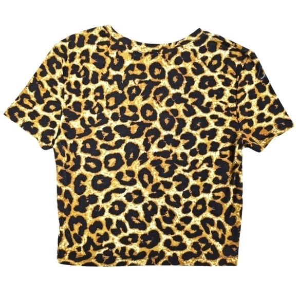 Zara Leopard Print Knit Ribbed Cropped Top - Picture 3 of 6